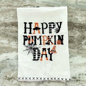 Happy Pumpkin Day - Halloween Tea Towel - Fall Kitchen Towel Gifts